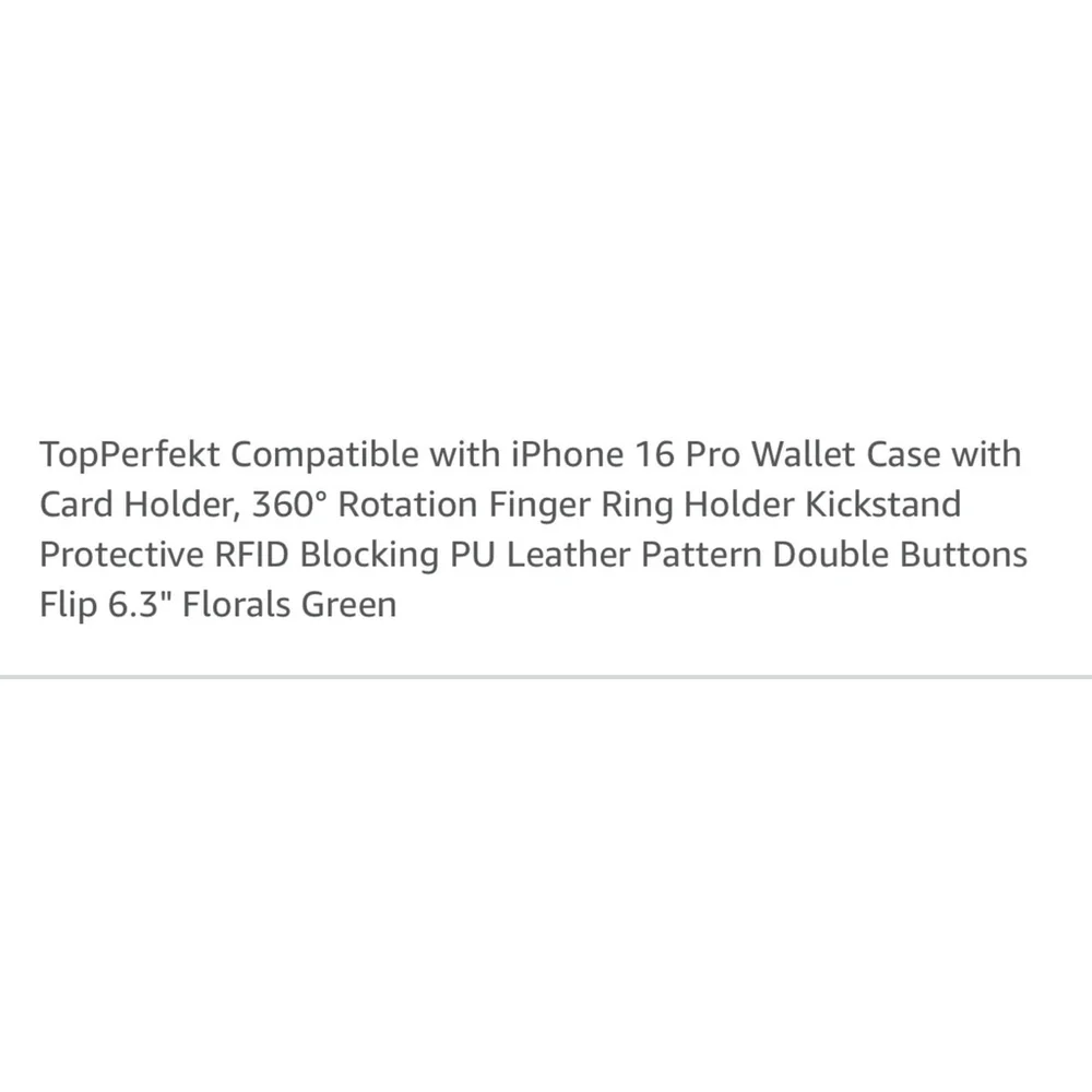 TopPerfekt iPhone 16 Pro Case Wallet Floral Green RFID rotating ring kickstand